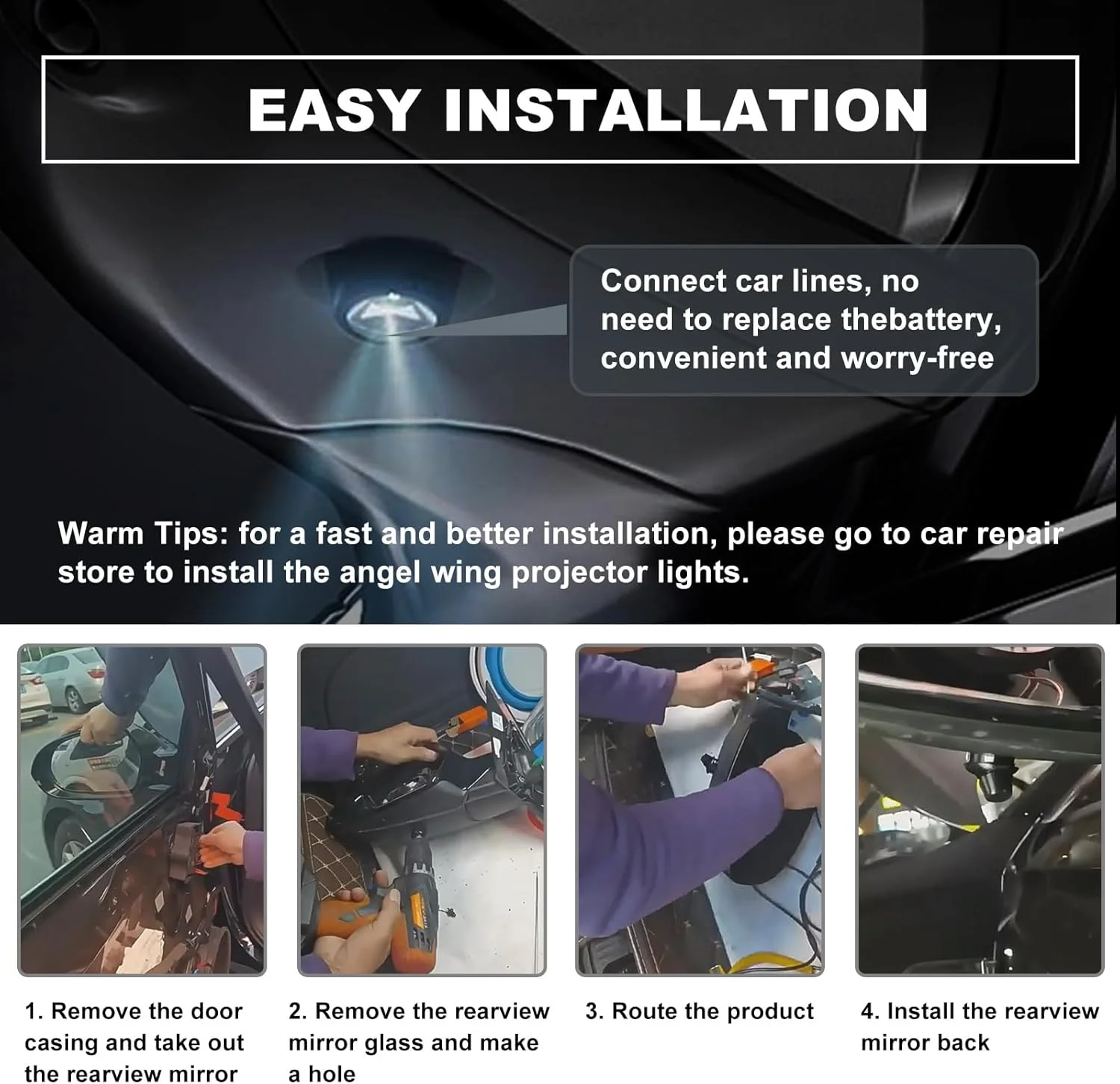 چراغ درب خودرو LED KASTWAVE، پروژکتور لوگو چراغ خوش آمدگویی آینه دید عقب جانبی لوگو برند خودرو چراغ شبح LED پروژکتور برای سدان SUV خودرو تجاری (بال های فرشته) چراغ درب خودرو LED KASTWAVE، پروژکتور لوگو چراغ خوش آمدگویی آینه دید عقب جانبی لوگو برند خودرو چراغ شبح LED پروژکتور برای سدان SUV خودرو تجاری (بال های فرشته)