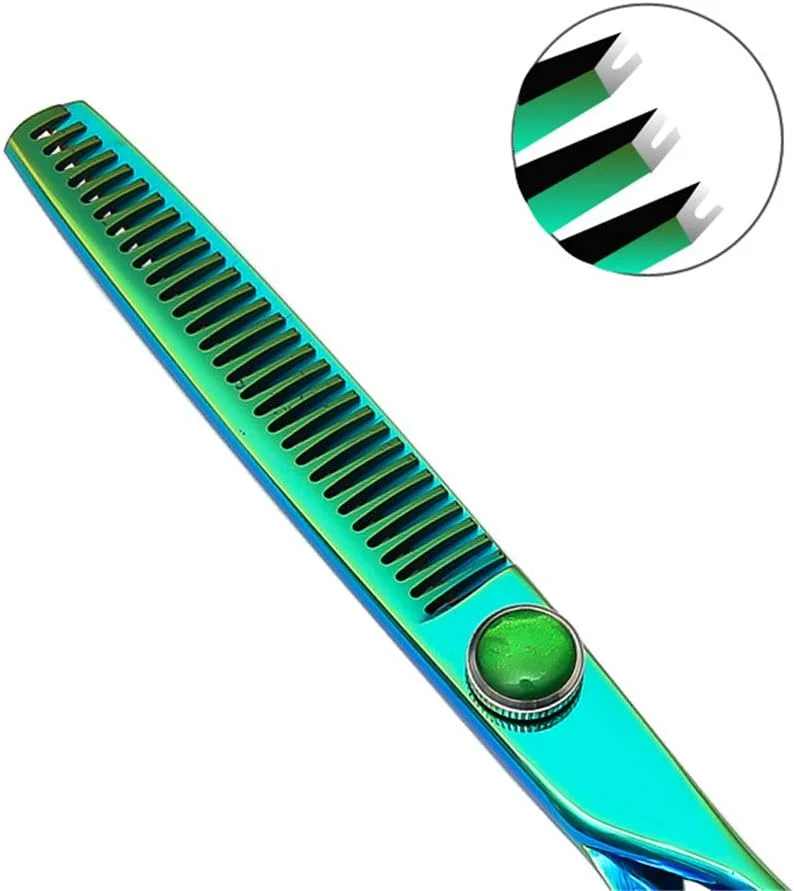 ست قیچی آرایشگری حرفه ای، قیچی آرایشگری استیل 440C سبز 6.0 اینچی با تیغه تیز برای آرایشگری، خرد کردن، بافت دهی، مناسب برای سالن یا استفاده خانگی ست قیچی آرایشگری حرفه ای، قیچی آرایشگری استیل 440C سبز 6.0 اینچی با تیغه تیز برای آرایشگری، خرد کردن، بافت دهی، مناسب برای سالن یا استفاده خانگی