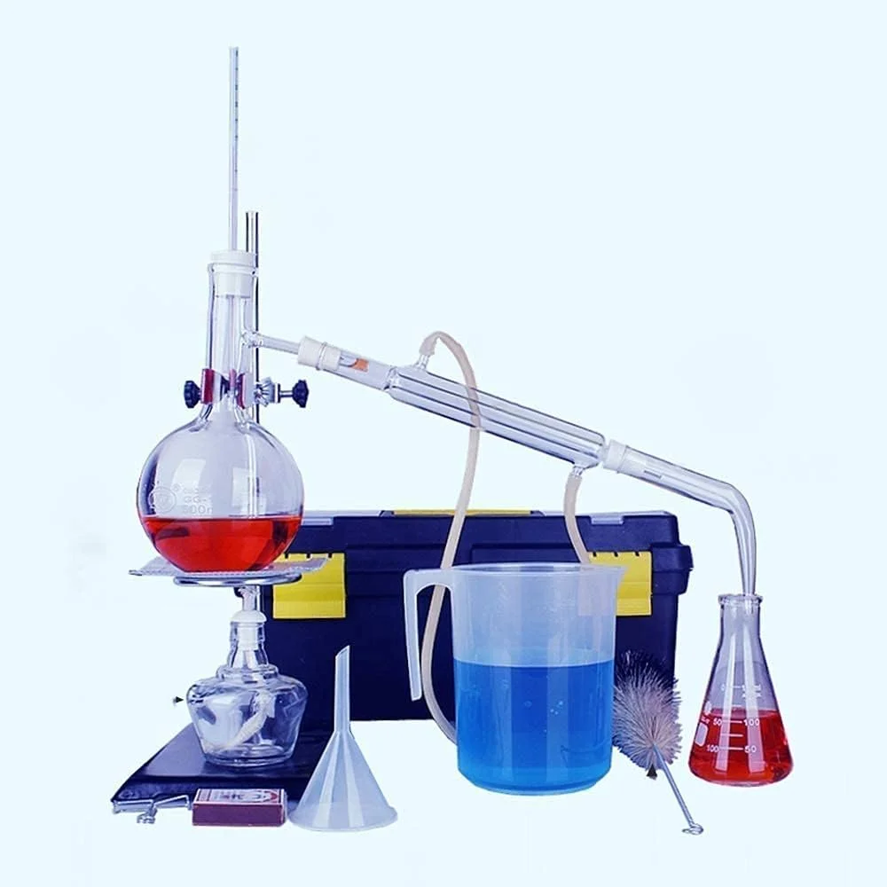 تجهیزات آزمایشگاهی شیمیایی حرفه ای GZDodek، مجموعه کامل تقطیر و خالص سازی، جعبه ابزار شیشه ای، لوازم آموزشی علوم صنعتی، لوازم جانبی تجهیزات آزمایشگاهی