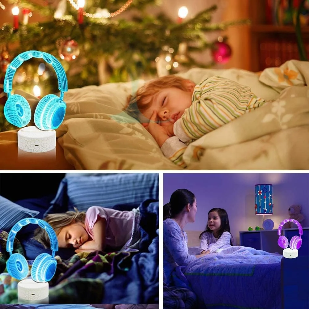 چراغ خواب سه بعدی KASTWAVE طرح هدفون، چراغ خواب کودکانه برای میز، دارای کلید لمسی و کنترل از راه دور، 16 رنگ، مناسب هدیه تولد، جشنواره، دکور اتاق خواب چراغ خواب سه بعدی KASTWAVE طرح هدفون، چراغ خواب کودکانه برای میز، دارای کلید لمسی و کنترل از راه دور، 16 رنگ، مناسب هدیه تولد، جشنواره، دکور اتاق خواب