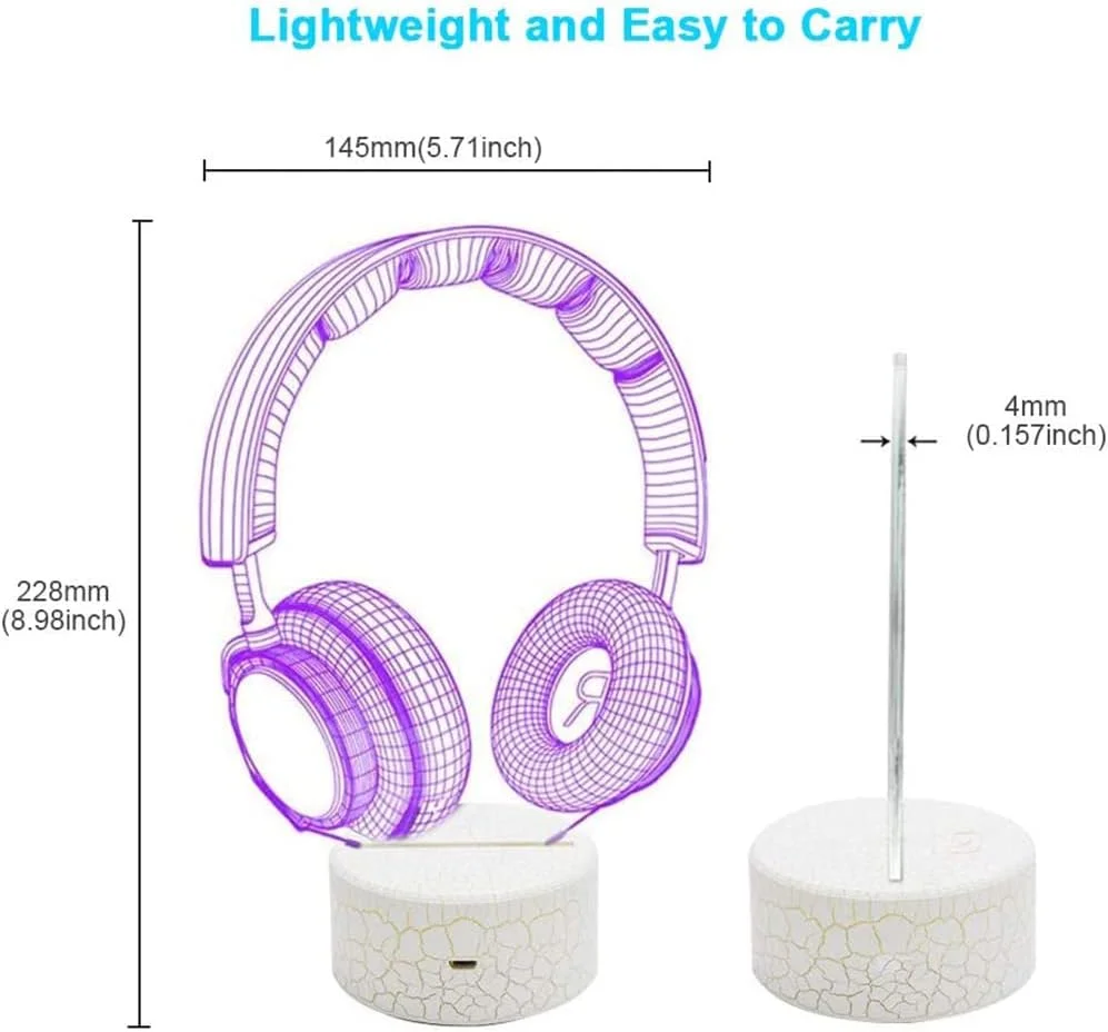 چراغ خواب سه بعدی KASTWAVE طرح هدفون، چراغ خواب کودکانه برای میز، دارای کلید لمسی و کنترل از راه دور، 16 رنگ، مناسب هدیه تولد، جشنواره، دکور اتاق خواب چراغ خواب سه بعدی KASTWAVE طرح هدفون، چراغ خواب کودکانه برای میز، دارای کلید لمسی و کنترل از راه دور، 16 رنگ، مناسب هدیه تولد، جشنواره، دکور اتاق خواب