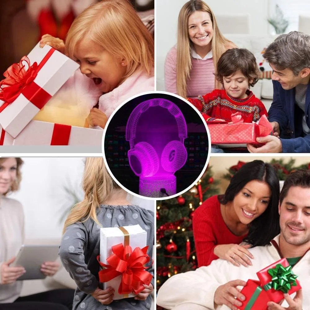 چراغ خواب سه بعدی KASTWAVE طرح هدفون، چراغ خواب کودکانه برای میز، دارای کلید لمسی و کنترل از راه دور، 16 رنگ، مناسب هدیه تولد، جشنواره، دکور اتاق خواب چراغ خواب سه بعدی KASTWAVE طرح هدفون، چراغ خواب کودکانه برای میز، دارای کلید لمسی و کنترل از راه دور، 16 رنگ، مناسب هدیه تولد، جشنواره، دکور اتاق خواب