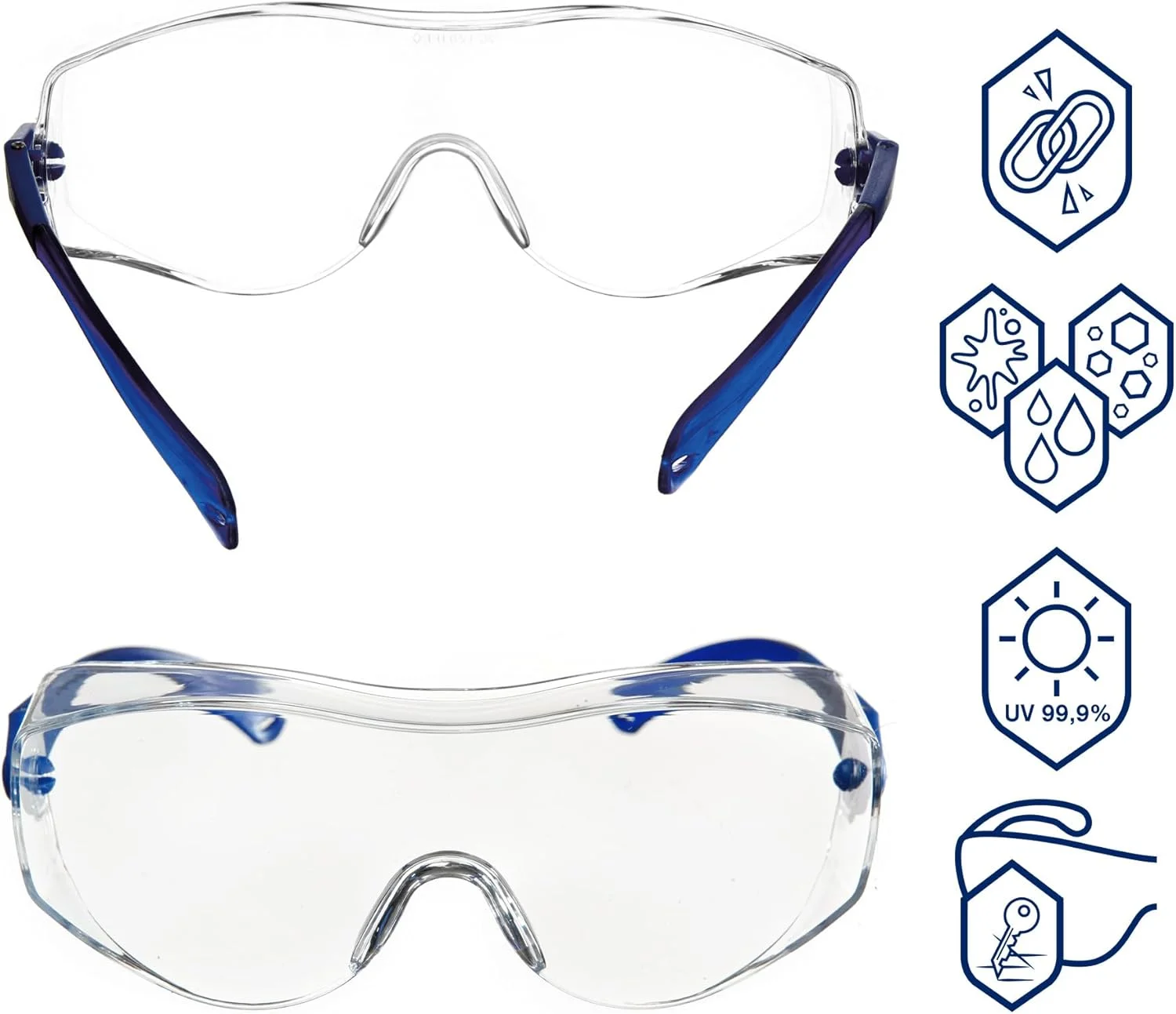 عینک محافظ Dräger Schutzbrille X-pect 8120 | عینک رو عینکی قابل تنظیم، مناسب برای افراد عینکی | مناسب برای ساختمان، آزمایشگاه، کارگاه و دوچرخه سواری | سبک، شفاف و ضد خش