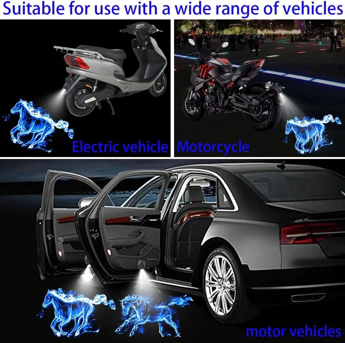 چراغ های پروژکتور درب خودرو KASTWAVE، چراغ خوش آمدگویی LED با طرح لوگوی اسب آتشین مناسب برای تمامی مدل های خودرو (آبی، 2 عدد) چراغ های پروژکتور درب خودرو KASTWAVE، چراغ خوش آمدگویی LED با طرح لوگوی اسب آتشین مناسب برای تمامی مدل های خودرو (آبی، 2 عدد)