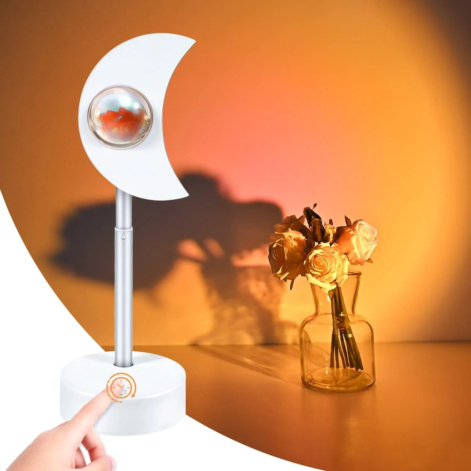 Sunset Lamp Projector, Single Color LED Light with Telescopic Three-Section Adjustable Stand, Touch Control with Long Press Brightness Adjustment, ABS Material, Home Bedroom Mood Sunset Lamp Projector, Single Color LED Light with Telescopic Three-Section Adjustable Stand, Touch Control with Long Press Brightness Adjustment, ABS Material, Home Bedroom Mood