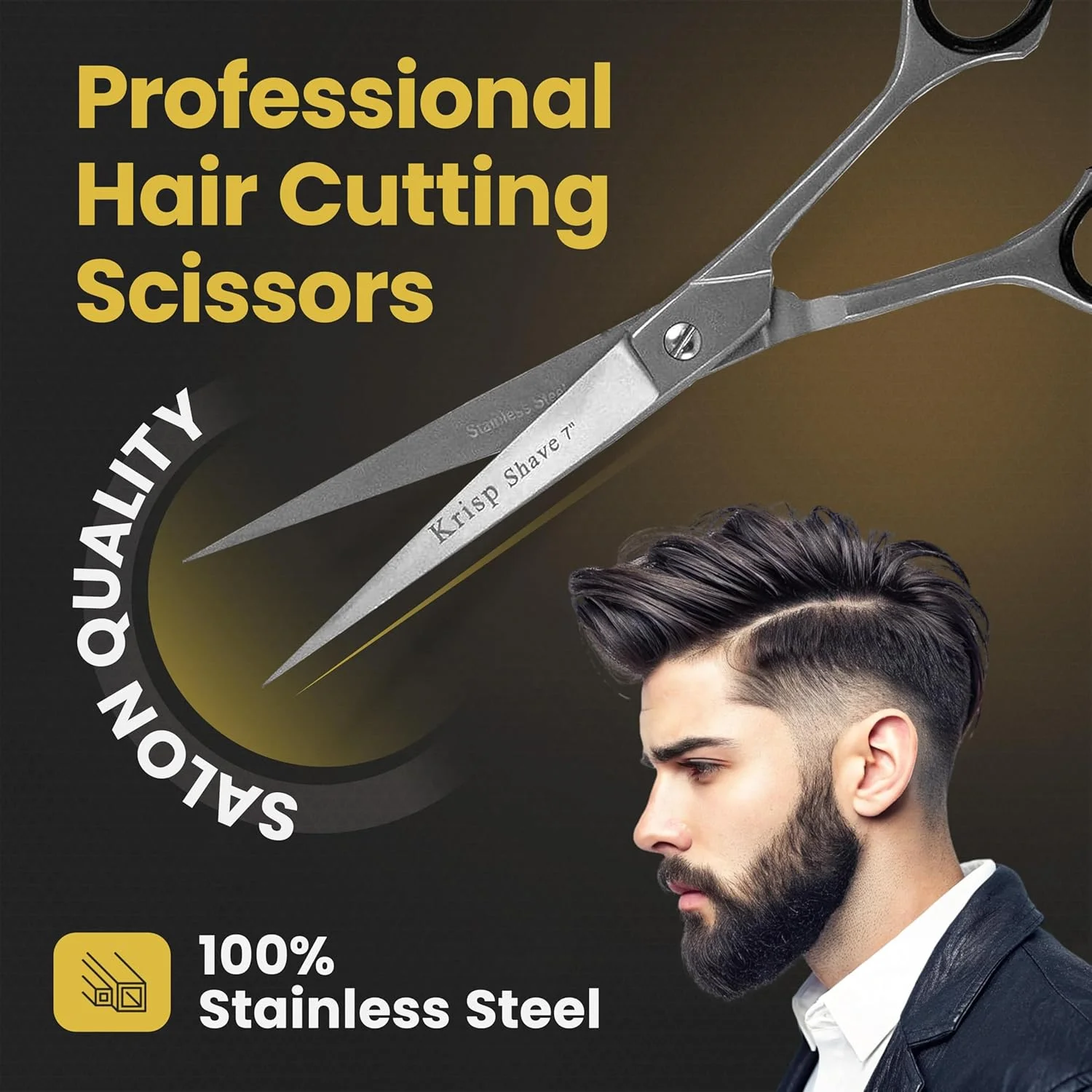 قیچی آرایشگری حرفه ای Krisp Shave - قیچی آرایشگاهی استیل ضد زنگ ژاپنی (7 اینچ) - قیچی اصلاح موی مردانه، ریش، سبیل، زنانه، کودکان، حیوانات خانگی، قیچی چند منظوره مدل KSP-784