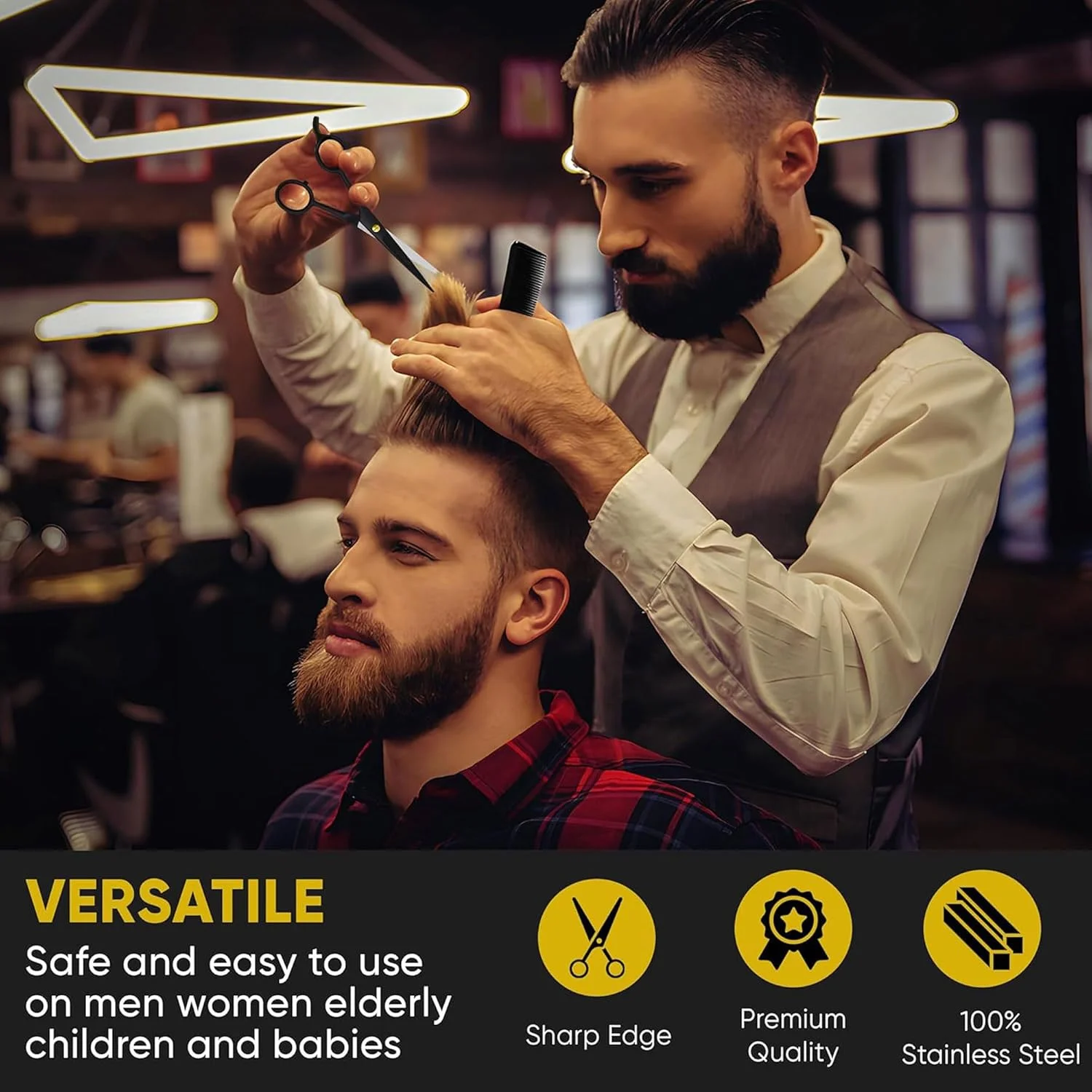 قیچی آرایشگری حرفه ای Krisp Shave - قیچی آرایشگاهی استیل ضد زنگ ژاپنی (7 اینچ) - قیچی برای اصلاح ریش و سبیل مردانه، زنانه، کودکان و حیوانات خانگی، قیچی چند منظوره مدل KSP-786 قیچی آرایشگری حرفه ای Krisp Shave - قیچی آرایشگاهی استیل ضد زنگ ژاپنی (7 اینچ) - قیچی برای اصلاح ریش و سبیل مردانه، زنانه، کودکان و حیوانات خانگی، قیچی چند منظوره مدل KSP-786