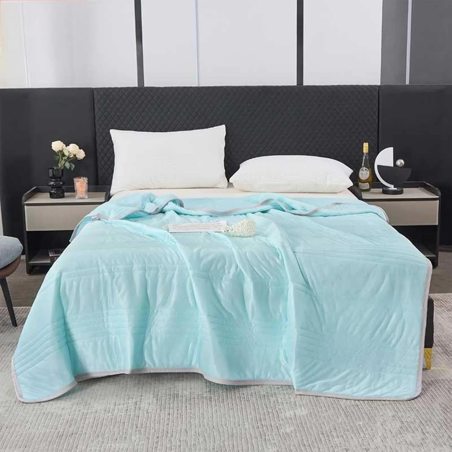 پتوی خنک کننده | پتوی راحتی قابل حمل و رطوبت گیر مناسب برای خوابگاه، مبل، نوزاد، کمپینگ، ماشین، اتاق نشیمن، کار، فضای باز، اتاق خواب، پیک نیک و بیمارستان