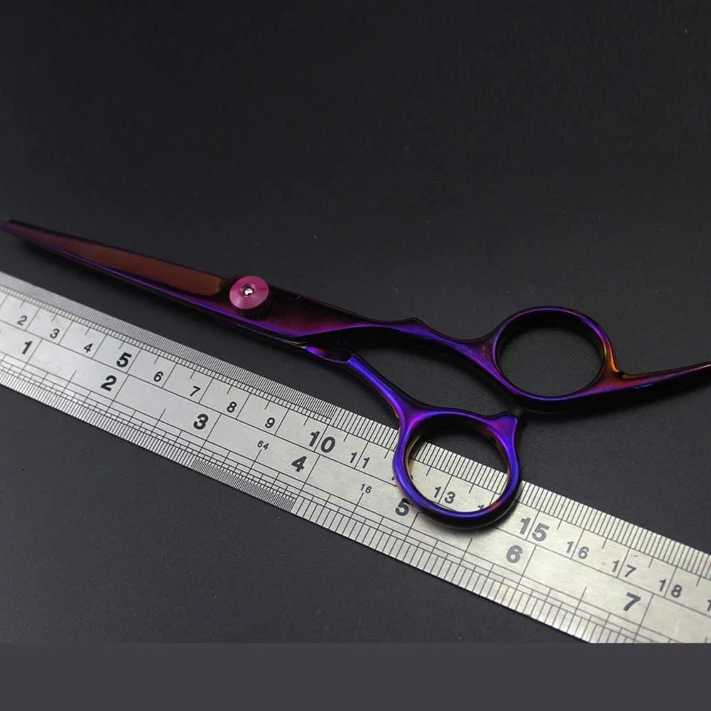 قیچی آرایشگری، کوتاهی مو، ست حرفه ای آرایشگری و پیتاژ مو 6 اینچ (بنفش، ست 6 اینچی)، قیچی آرایشگری