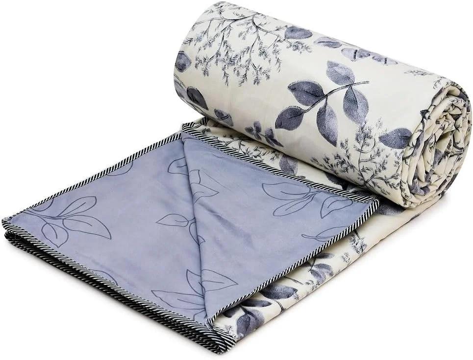 لحاف دو نفره میکروفایبر پنبه ای بسیار نرم COZY FURNISH، ابعاد 213X243 سانتی متر، لحاف فلانل مناسب تخت، لحاف خنک، حاشیه/لبه دوزی پارچه لاهوریا