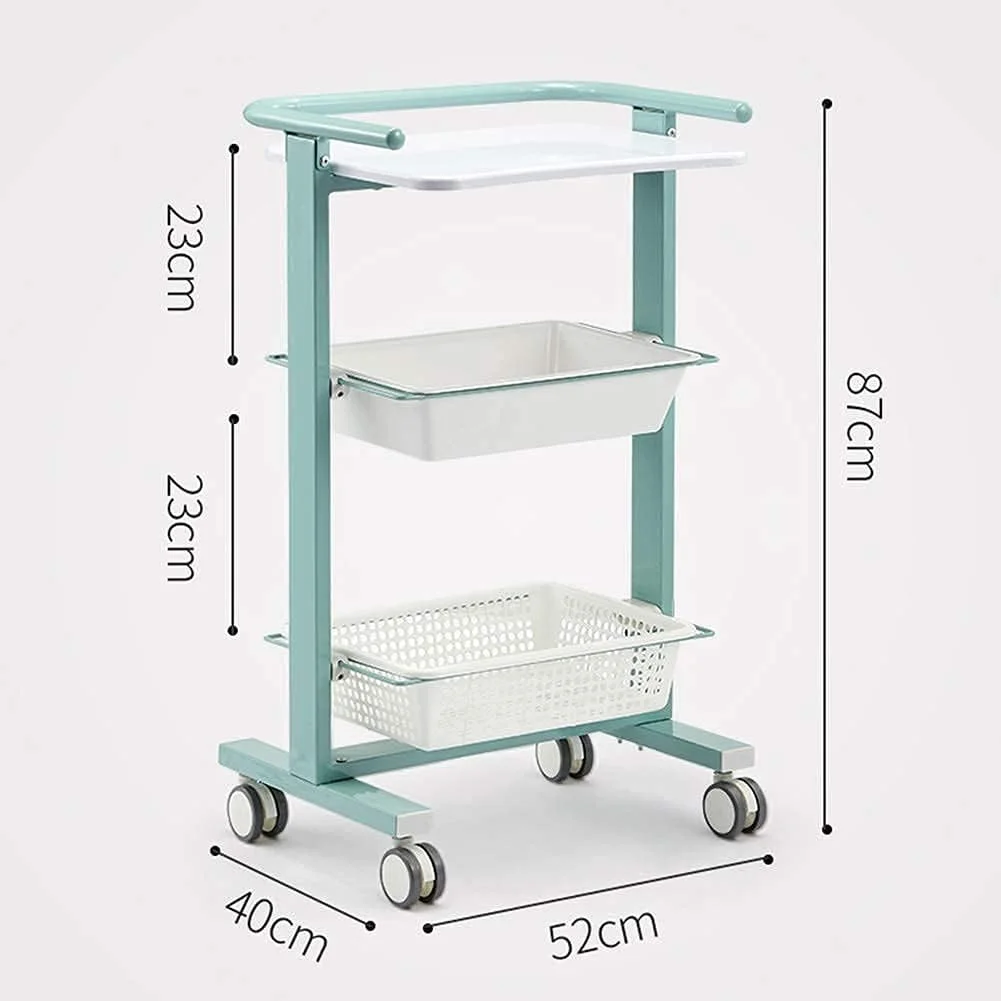 MZEER چرخ دستی ابزار سالن زیبایی سنگین، چرخ دستی سرویس نگهداری با سینی ترمز، چرخ دستی قابل حمل 3 طبقه تجهیزات آزمایشگاهی مناسب برای دفتر، حمام، آشپزخانه، کودک Zeenyi