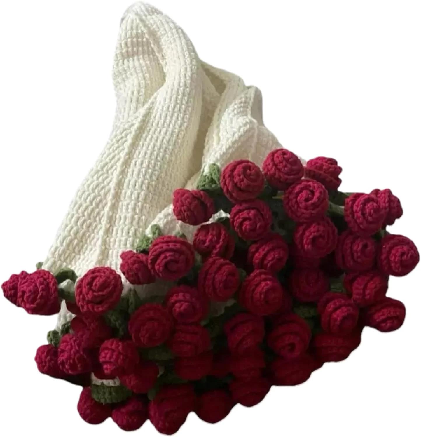 دسته گل قلاب بافی - گل قلاب بافی نرم دست ساز | روتختی کودک نوپا برای خانه نو، اتاق کودک، کریسمس، مادربزرگ، مادر، خواهر، تولد، آتلیه عکس، عروسی
