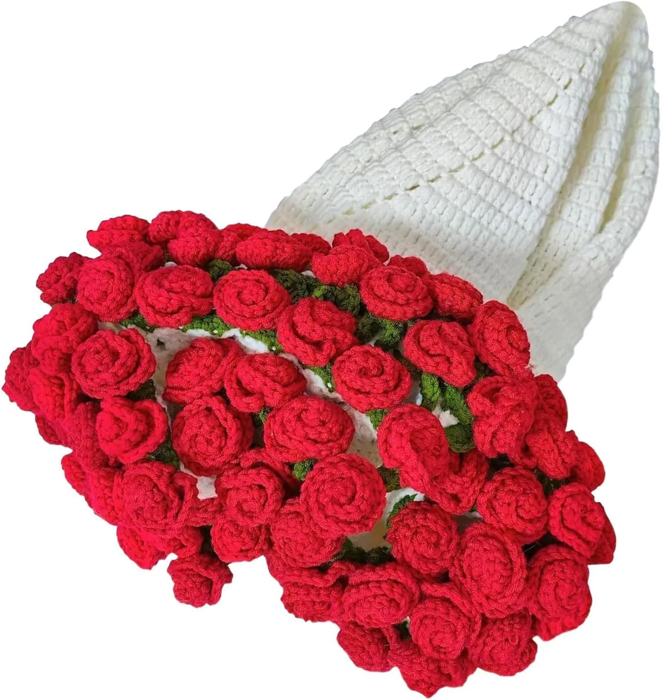 Crochet Rose Bouquet Blanket Hand Knitted,Soft And Lightweight Romantic Red Roses Flower Bouquet Knitted Throw Blankets,For Teacher,Girlfriend,Mother