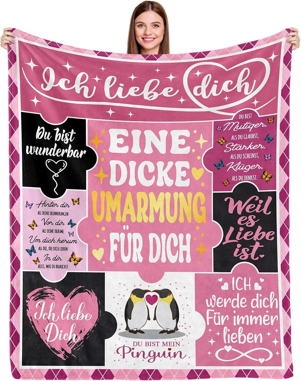 هدیه زنانه COZYCRIB، هدیه عروسی برای زنان، پتوی نوازشگر برای همسرم، هدیه عروسی، هدیه تولد، روز ولنتاین، پتوی پشمی 150 x 130 سانتی متر