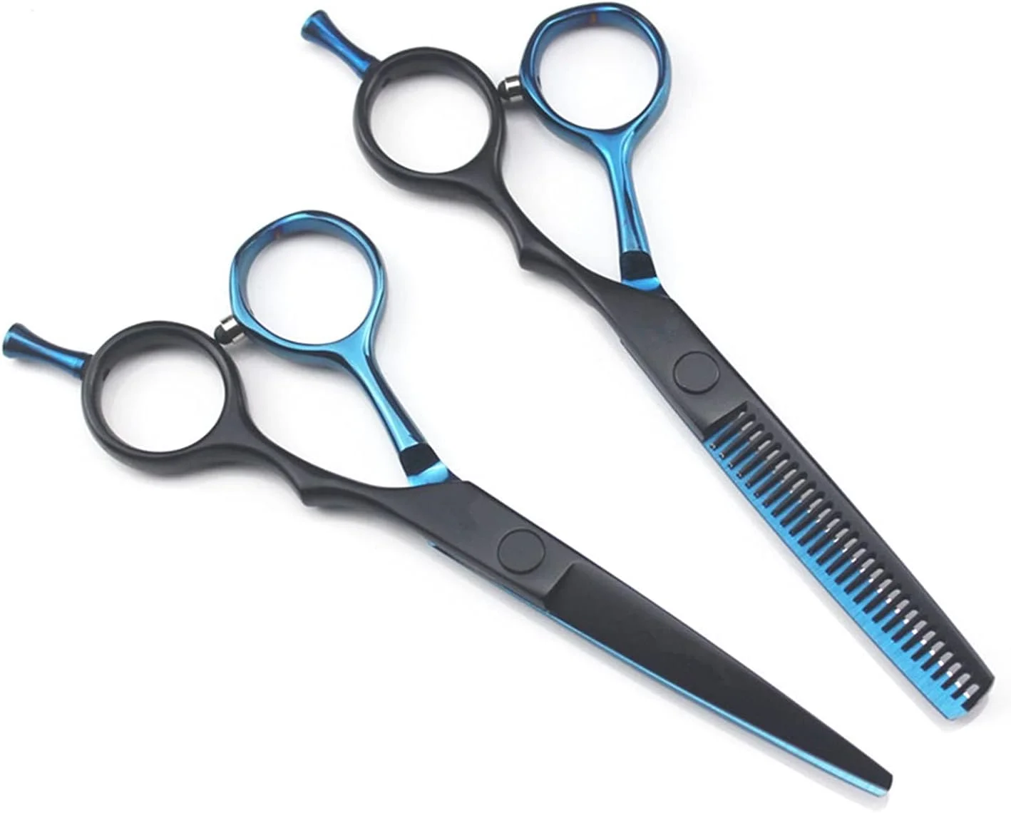 ست قیچی آرایشگری 5.5 اینچی، قیچی پیتاژ مو، قیچی آرایشگر، قیچی موی خانگی (آبی)