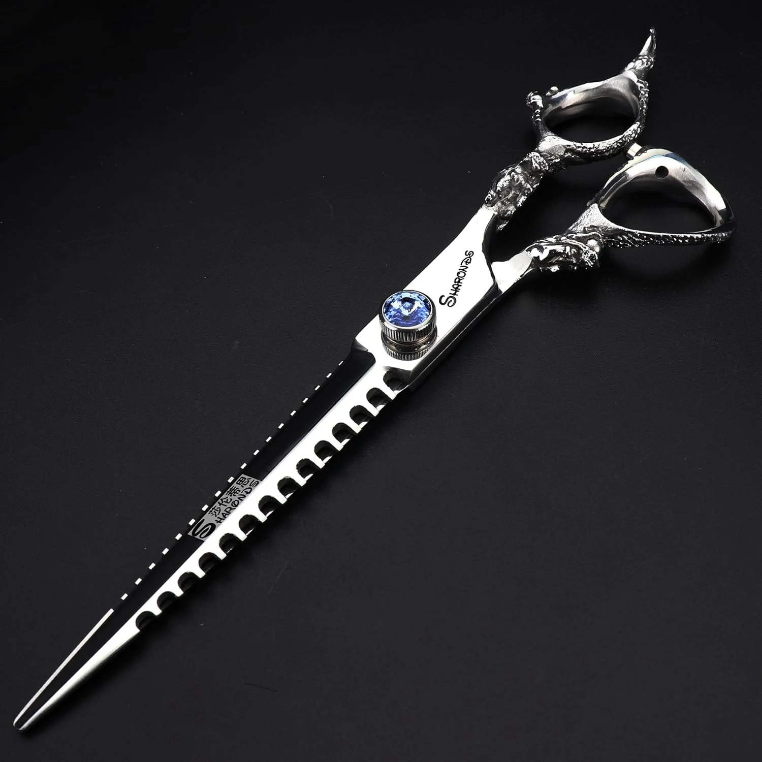 قیچی آرایشگری شاروندز، قیچی طراحی مو، فولاد ژاپنی 440c، قیچی برش 7 اینچی + قیچی پیتاژ، نقره ای (قیچی برش)