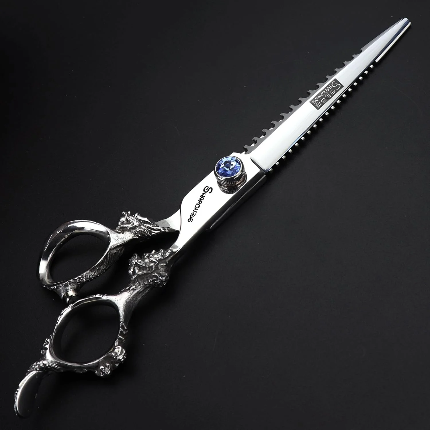 قیچی آرایشگری شاروندز، قیچی طراحی مو، فولاد ژاپنی 440c، قیچی برش 7 اینچی + قیچی پیتاژ، نقره ای (قیچی برش)