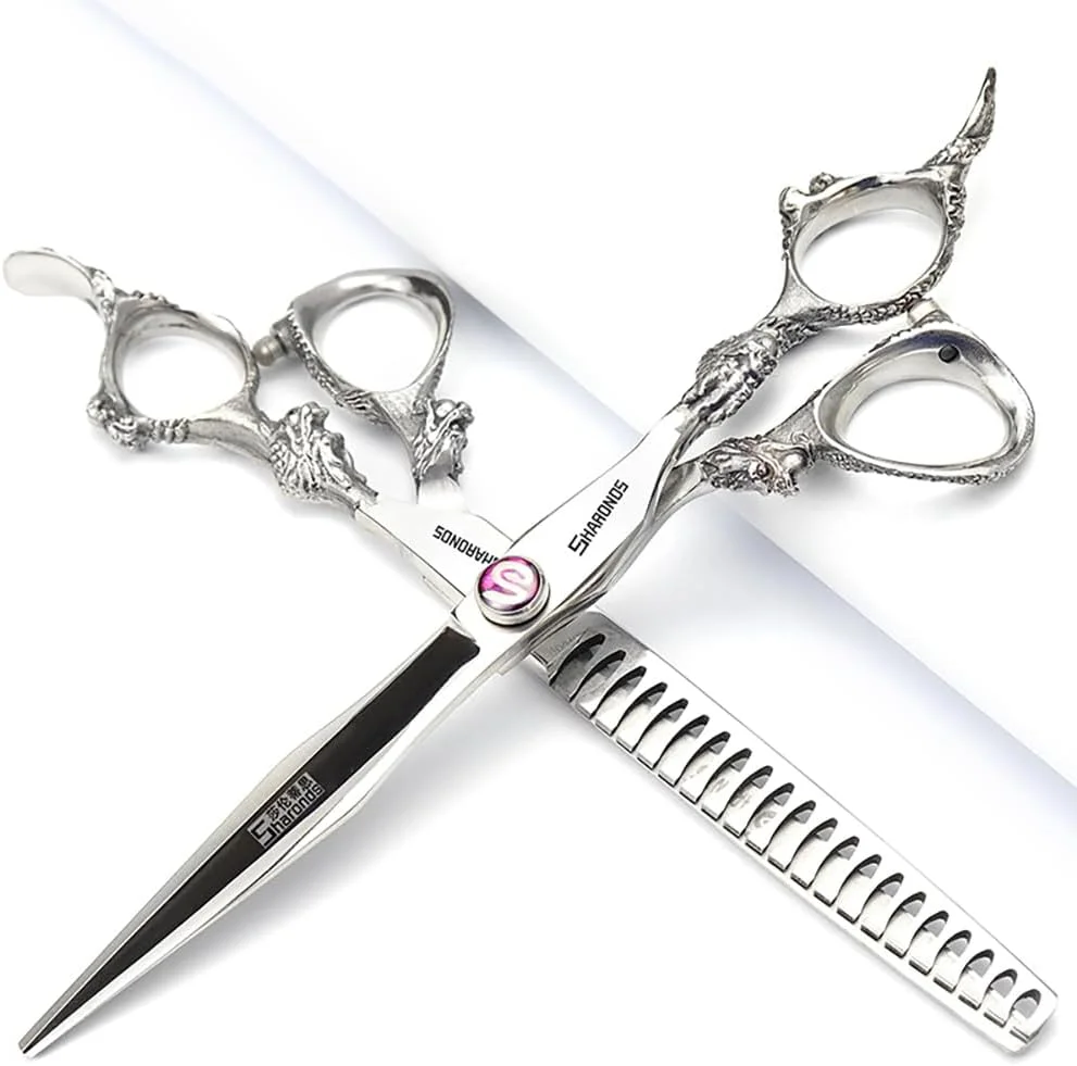 قیچی آرایشگری شاروندز، قیچی اصلاح مو، قیچی پیتاژ، مناسب آرایشگاه حرفه ای و استفاده خانگی برای آقایان و بانوان (7 اینچ، 2 عددی - مدل A) قیچی آرایشگری شاروندز، قیچی اصلاح مو، قیچی پیتاژ، مناسب آرایشگاه حرفه ای و استفاده خانگی برای آقایان و بانوان (7 اینچ، 2 عددی - مدل A)