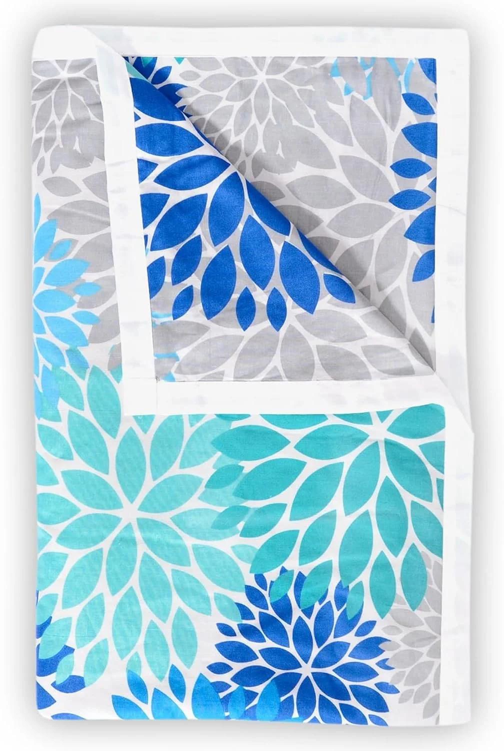 Divine Casa لحاف دو نفره نخی 120 GSM نرم و لطیف، دو لایه، قابل تنفس، مناسب تهویه مطبوع، سبک و گرم، سایز کینگ، طرح راجایی، مناسب تخت (آبی و سبز، 205 x 220 سانتی متر)