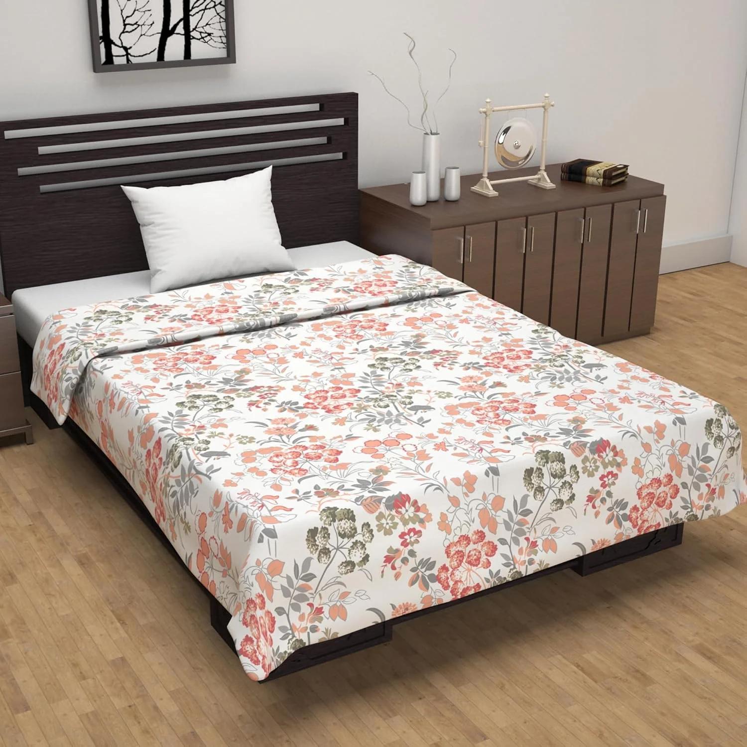 پتو نخی طرح گل Divine Casa، مناسب تخت یک نفره، مناسب تمام فصول (پاپایا پانچ، 43 سانتی متر در 86 سانتی متر)