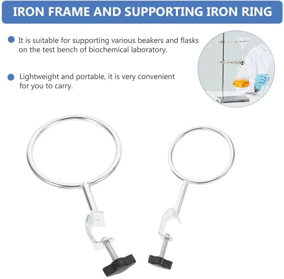 2Pcs Lab Retort Iron Clips with Support Stand Rings | Size 17cm x 8.5 & 15cm x 6.35cm | Professional and Practical Tool for Laboratory Experiments | Acid Resistant and Rust Proof Construction 2Pcs Lab Retort Iron Clips with Support Stand Rings | Size 17cm x 8.5 & 15cm x 6.35cm | Professional and Practical Tool for Laboratory Experiments | Acid Resistant and Rust Proof Construction