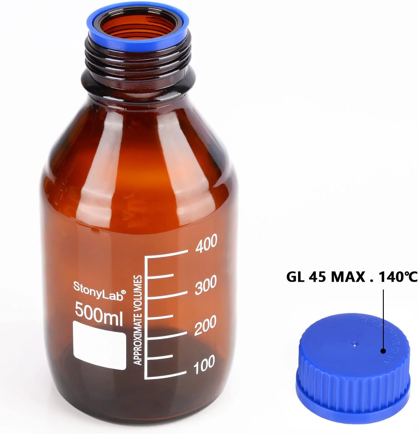 بطری های ذخیره سازی محیط کشت گرد کهربایی استون لب با درب پیچی آبی GL45، 500 میلی لیتر، شیشه بوروسیلیکات، مناسب برای استفاده در آزمایشگاه، 1 عدد بطری های ذخیره سازی محیط کشت گرد کهربایی استون لب با درب پیچی آبی GL45، 500 میلی لیتر، شیشه بوروسیلیکات، مناسب برای استفاده در آزمایشگاه، 1 عدد