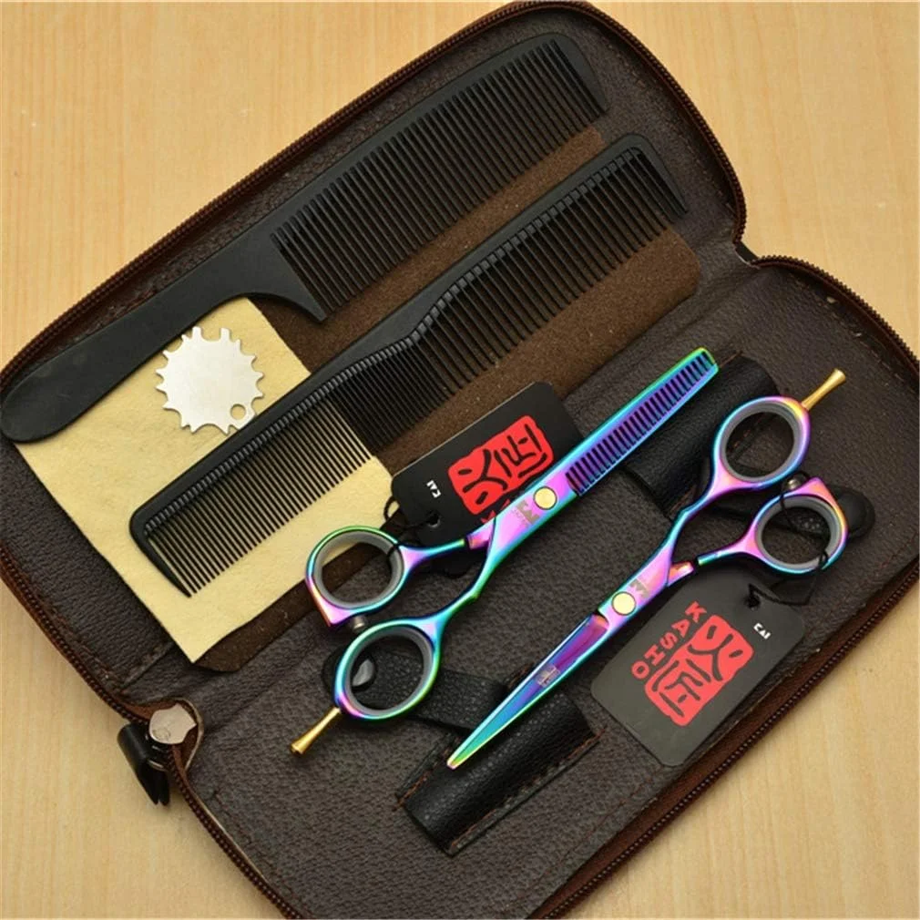 ست قیچی آرایشگری حرفه ای SXFXZ، سایز 5.5 اینچ، چند رنگ، مناسب دست راست، شامل قیچی آرایشگری، قیچی پیتاژ، ابزار پیرایش مو، ابزار سالن آرایشگری، ساخته شده از فولاد 440C، به همراه شانه و لوازم جانبی ست قیچی آرایشگری حرفه ای SXFXZ، سایز 5.5 اینچ، چند رنگ، مناسب دست راست، شامل قیچی آرایشگری، قیچی پیتاژ، ابزار پیرایش مو، ابزار سالن آرایشگری، ساخته شده از فولاد 440C، به همراه شانه و لوازم جانبی