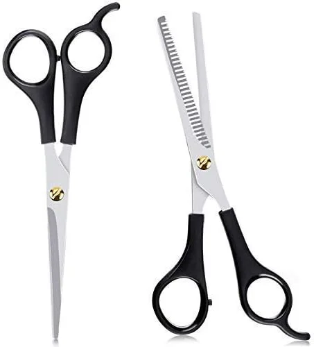 قیچی آرایشگری حرفه ای Toni & Guy City Enterprises به همراه قیچی پیتاژ با کیفیت استیل ضد زنگ برای آقایان و بانوان، مناسب آرایشگاه و استفاده در منزل، (ست 2 عددی، مشکی)