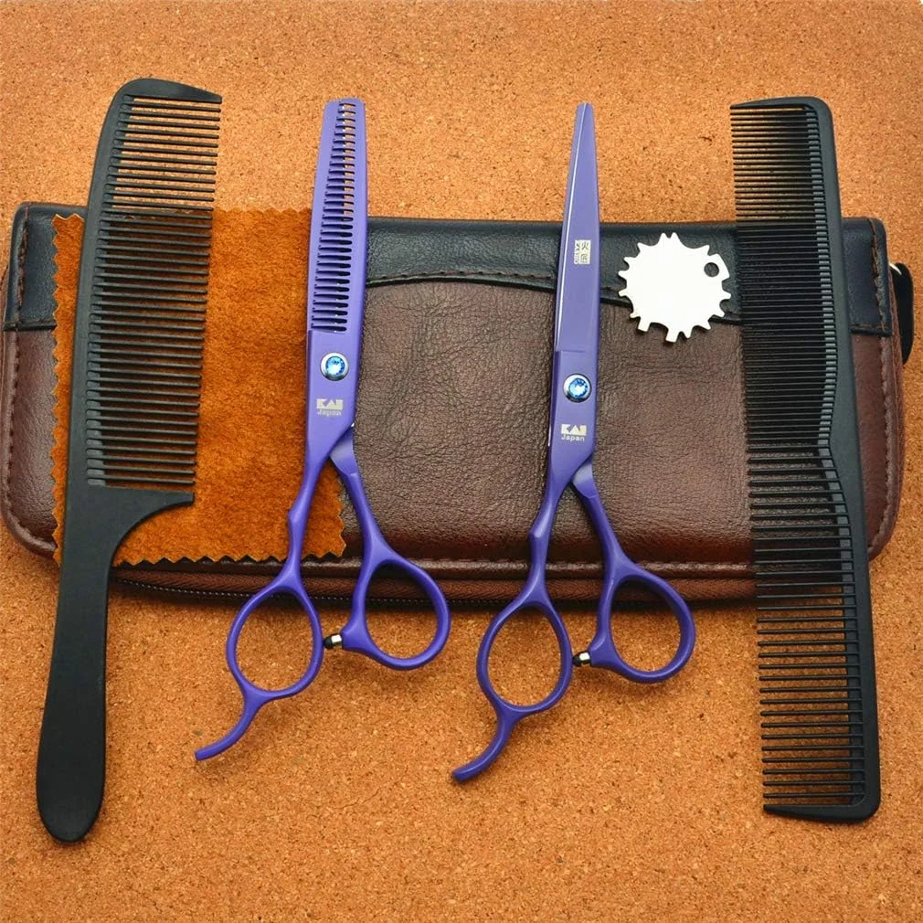 ست قیچی آرایشگری حرفه ای دست چپ SXFXZ، فولاد 6CR، سایز 5.5/6.0 اینچ، شامل قیچی آرایشگری، قیچی پیتاژ، ابزار پیرایش مو، مناسب برای آرایشگاه ها و استفاده شخصی، سایز 5.5 اینچ