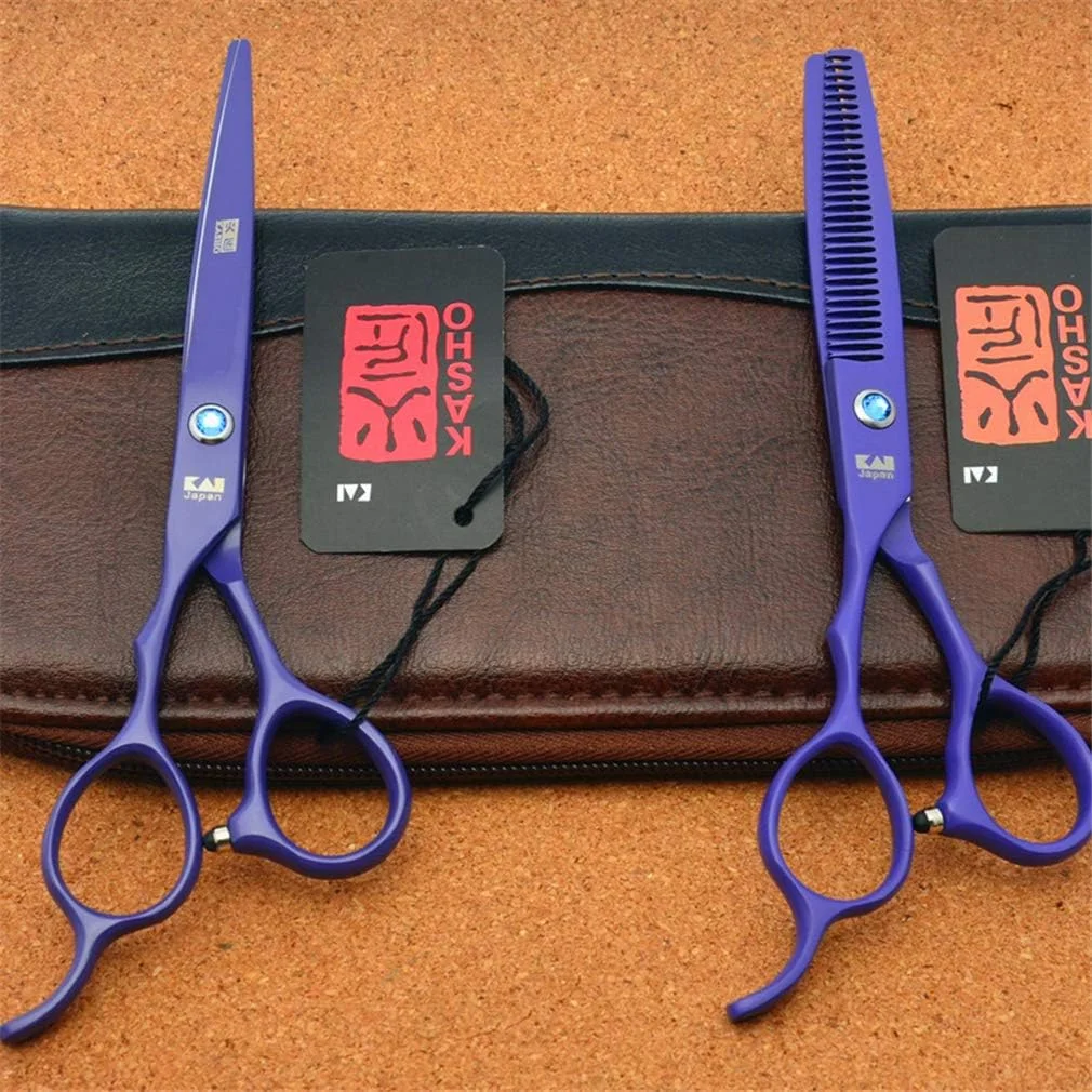 ست قیچی آرایشگری حرفه ای دست چپ SXFXZ، فولاد 6CR، سایز 5.5/6.0 اینچ، شامل قیچی آرایشگری، قیچی پیتاژ، ابزار پیرایش مو، مناسب برای آرایشگاه ها و استفاده شخصی، سایز 5.5 اینچ