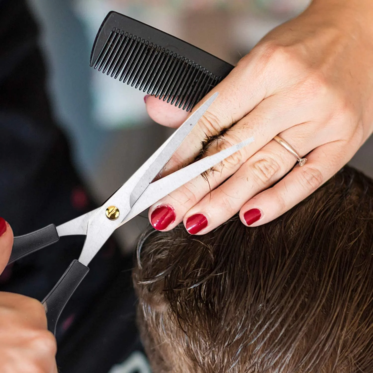 قیچی آرایشگری حرفه ای Toni & Guy City Enterprises به همراه قیچی پیتاژ با کیفیت استیل ضد زنگ برای آقایان و بانوان، مناسب آرایشگاه و استفاده در منزل، (ست 2 عددی، مشکی) قیچی آرایشگری حرفه ای Toni & Guy City Enterprises به همراه قیچی پیتاژ با کیفیت استیل ضد زنگ برای آقایان و بانوان، مناسب آرایشگاه و استفاده در منزل، (ست 2 عددی، مشکی)