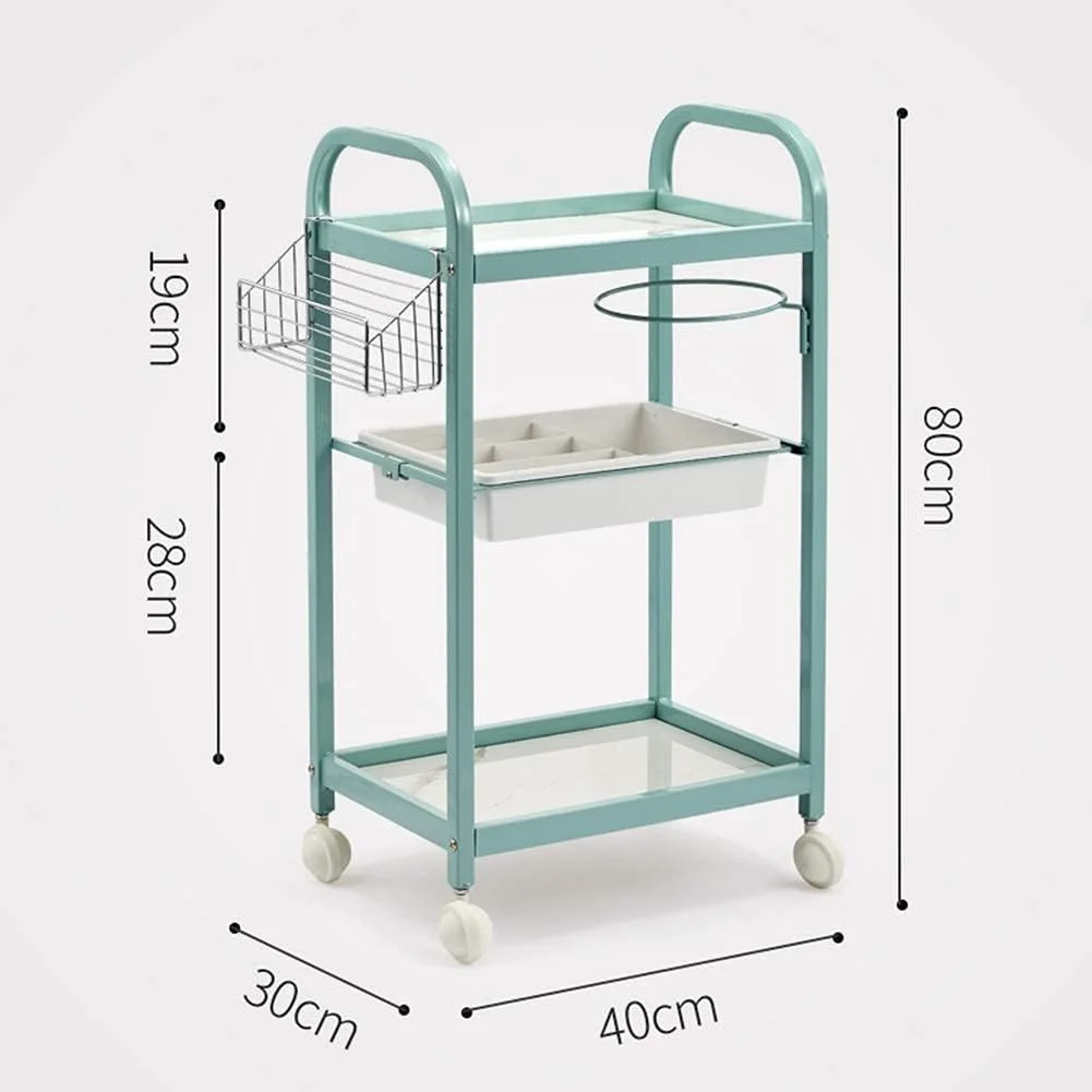 ترولی چرخ دار 3 طبقه قابل حمل IDEQUY مناسب برای سالن های زیبایی، خدمات پزشکی، تجهیزات آزمایشگاهی و هتل