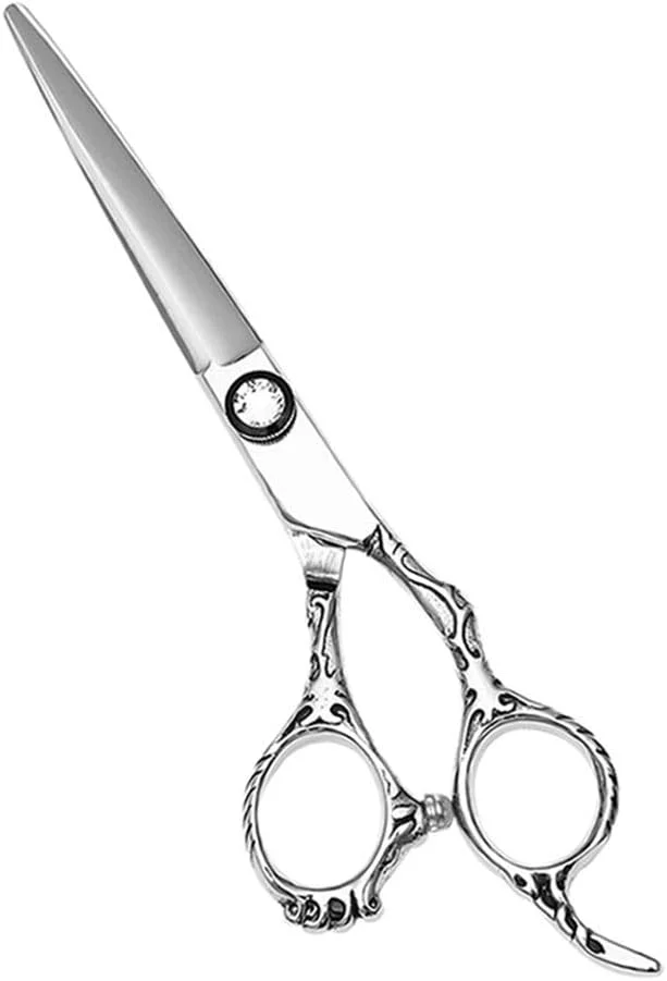 ست قیچی آرایشگری حرفه ای SXFXZ، قیچی آرایشگری 6.0 اینچی 440C استیل ضد زنگ با دسته طرح دار، قیچی تیز آرایشگری برای آرایشگاه، نازک کردن، بافت دهی، سالن یا استفاده خانگی