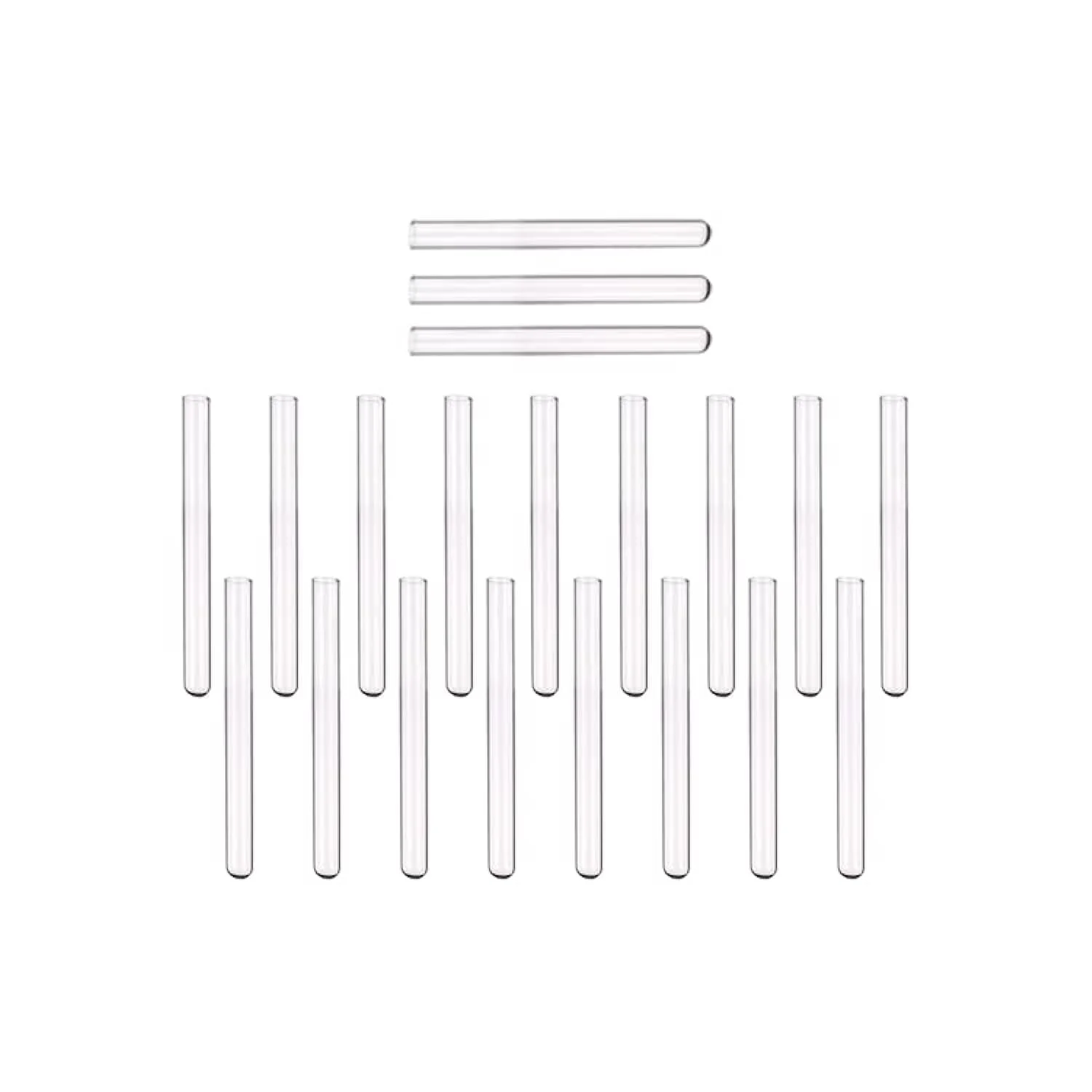 بسته 20 عددی لوله آزمایش شیشه ای استوانه ای بوروسیلیکات 3.3 سنگین | حجم 3 میلی لیتر | طول 75 میلی متر x قطر 10 میلی متر | ضخامت دیواره: 0.6 میلی متر | بسیار بادوام و مقاوم در برابر حرارت | ایده آل برای آزمایشگاه های شیمی زیست شناسی