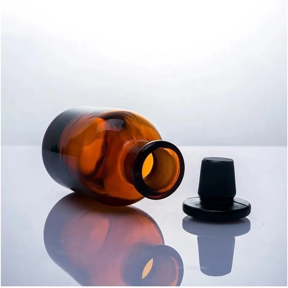 تجهیزات آزمایشگاهی - بطری دهانه باریک 2500 میلی لیتری، شیشه ای قهوه ای رنگ 2.5 لیتری با درپوش شیشه ای