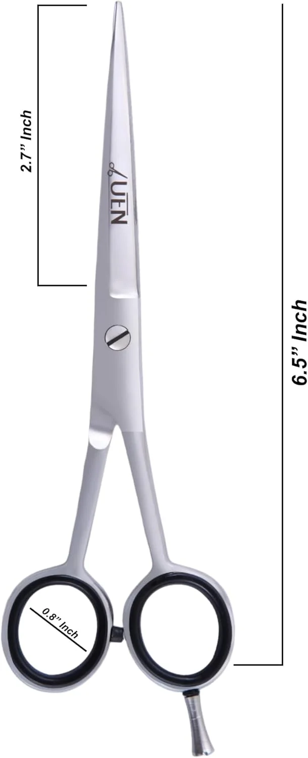 قیچی آرایشگری حرفه ای UEN، 6.5 اینچ، لبه تیغ استیل ضد زنگ، اصلاح مو - قیچی پیرایش سالن/خانه برای مردان، زنان، کودکان و بزرگسالان - آرایشگری، نقره ای قیچی آرایشگری حرفه ای UEN، 6.5 اینچ، لبه تیغ استیل ضد زنگ، اصلاح مو - قیچی پیرایش سالن/خانه برای مردان، زنان، کودکان و بزرگسالان - آرایشگری، نقره ای