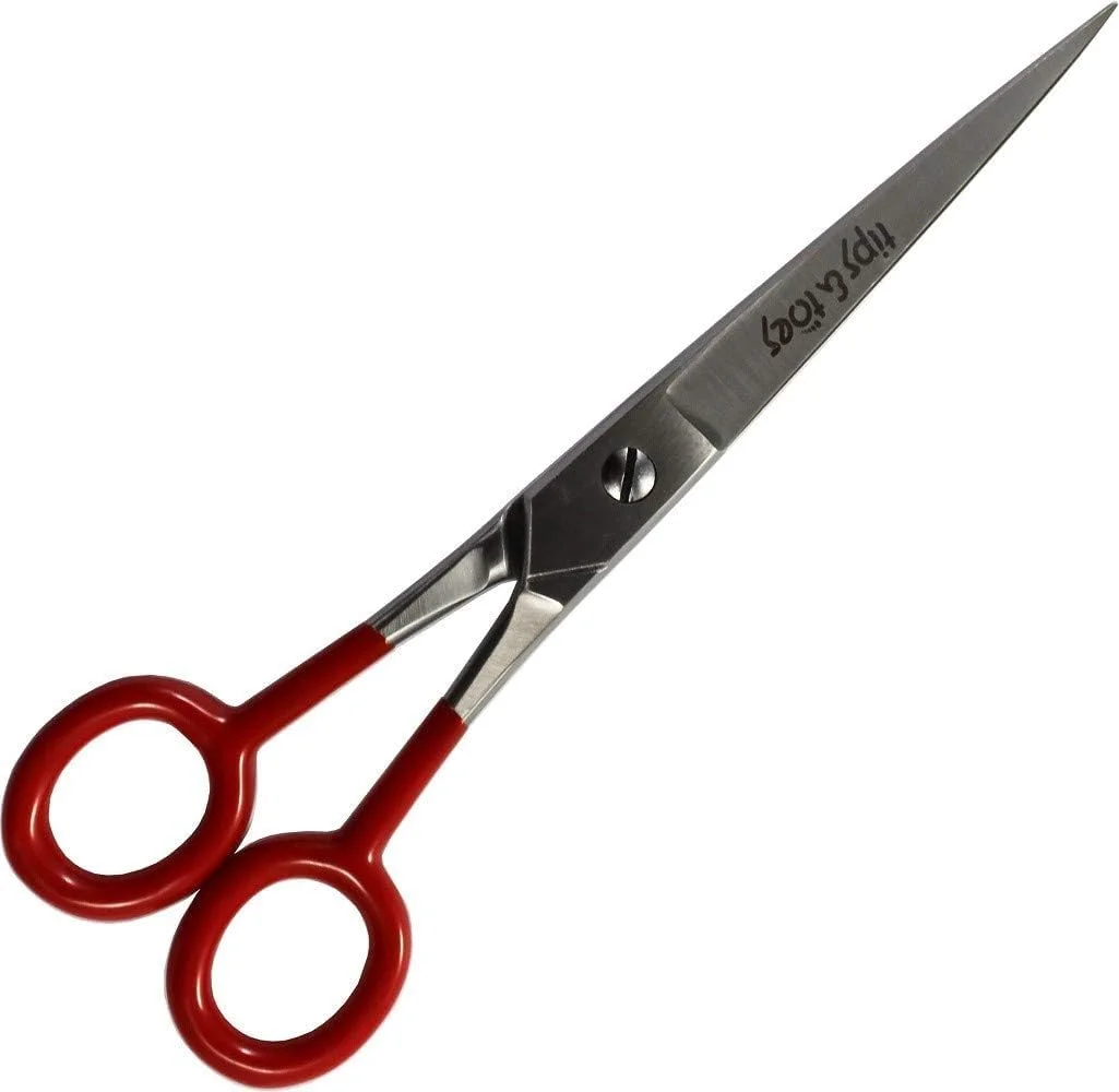 قیچی آرایشگری تیپس اند توز - لبه تیغی استیل ضد زنگ (17 سانتی متر) - برای آرایش موی آقایان و بانوان - دسته پی وی سی - قیچی آرایشگری برای استفاده در سالن/منزل