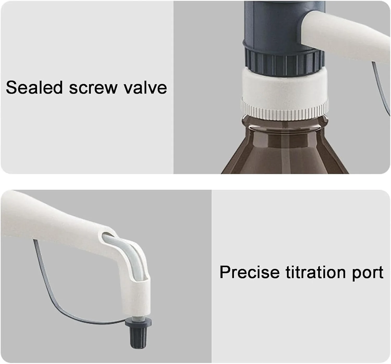 دیسپنسر مایع آزمایشگاهی اریکات، تجهیزات توزیع مایع آزمایشگاهی، دیسپنسر بالای بطری آزمایشگاهی با درپوش ایمنی، مواد بی اثر بادوام و ضد چکه، برای توزیع حلال ها و معرف های آزمایشگاهی