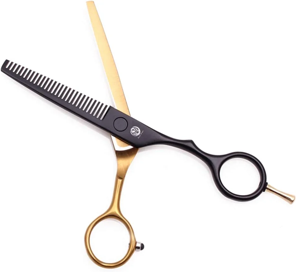 ست قیچی آرایشگری حرفه ای مشکی طلایی SXFXZ، قیچی های اصلاح و کوتاهی مو 5.5 اینچی، فولاد 6CR با کیفیت بالا، تیز، مناسب آرایشگران، کیت سالن خانگی به همراه کیف چرمی ست قیچی آرایشگری حرفه ای مشکی طلایی SXFXZ، قیچی های اصلاح و کوتاهی مو 5.5 اینچی، فولاد 6CR با کیفیت بالا، تیز، مناسب آرایشگران، کیت سالن خانگی به همراه کیف چرمی