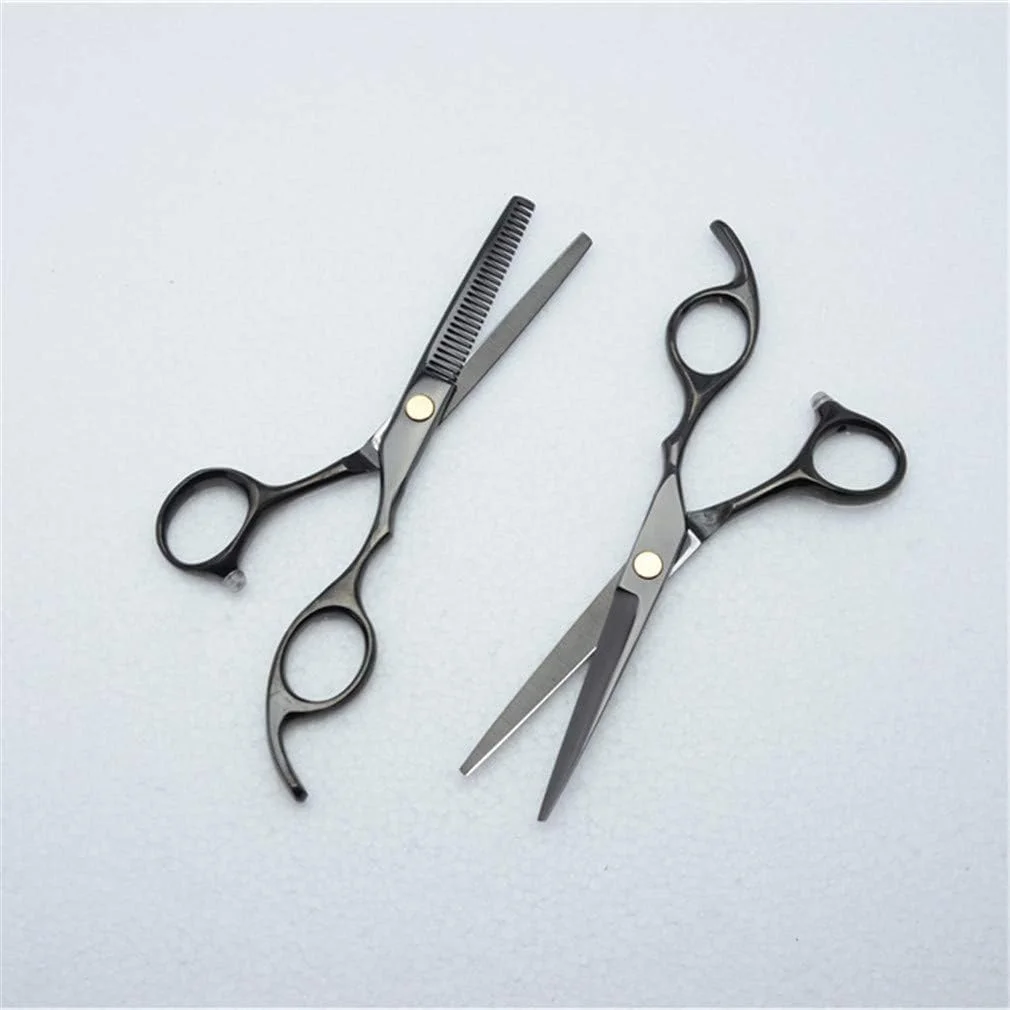 ست قیچی آرایشگری حرفه ای SXFXZ، 5.5 اینچ و 6.0 اینچ، مشکی، قیچی آرایشگری، قیچی پیتاژ، ابزار آرایشگاه، فولاد 440C، لوازم آرایشگری مو، 5.5 اینچ