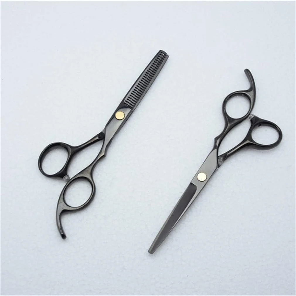 ست قیچی آرایشگری حرفه ای SXFXZ، 5.5 اینچ و 6.0 اینچ، مشکی، قیچی آرایشگری، قیچی پیتاژ، ابزار آرایشگاه، فولاد 440C، لوازم آرایشگری مو، 5.5 اینچ