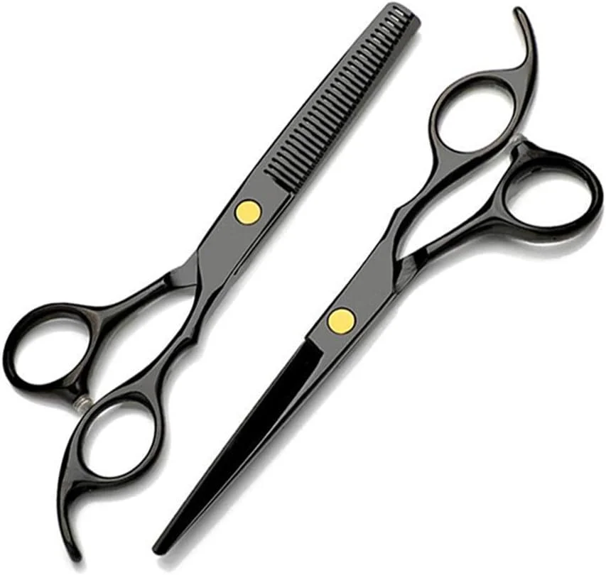 ست قیچی آرایشگری حرفه ای مشکی SXFXZ، قیچی آرایشگری 6.0 اینچی، قیچی اصلاح مو، ابزار آرایشگاه، قیچی استیل مو، لوازم آرایشگری (ست 11 عددی)