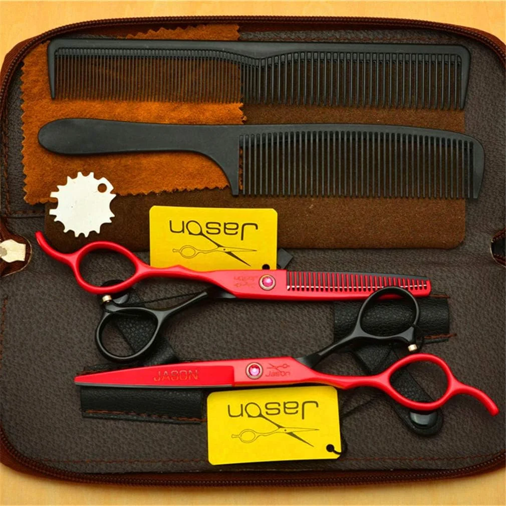 SXFXZ High-End 5.5/6.0 Inch Left Hand Black Professional 6CR Steel Hairdresser Hairdressing Hair Scissors Set Barber Scissors Thinning Shear Haircut Salon Tool Hair Barber Supplies,5.5inch