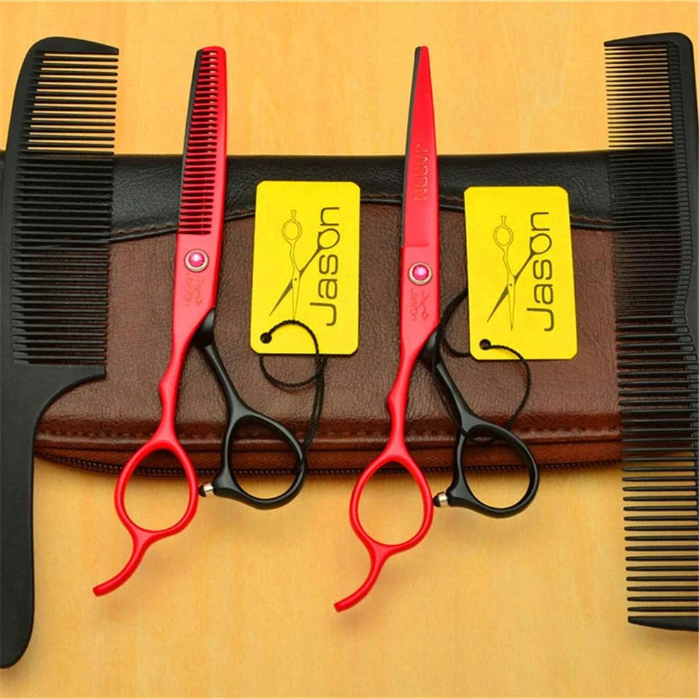 SXFXZ High-End 5.5/6.0 Inch Left Hand Black Professional 6CR Steel Hairdresser Hairdressing Hair Scissors Set Barber Scissors Thinning Shear Haircut Salon Tool Hair Barber Supplies,5.5inch