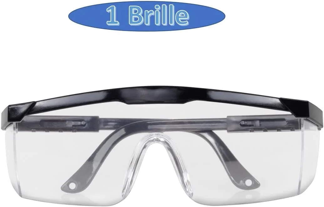 عینک ایمنی HMH برای استفاده روی عینک طبی، با دسته های قابل تنظیم، عینک ایمنی مشکی برای آزمایشگاه، سایز یونیورسال، عینک ایمنی تایید شده