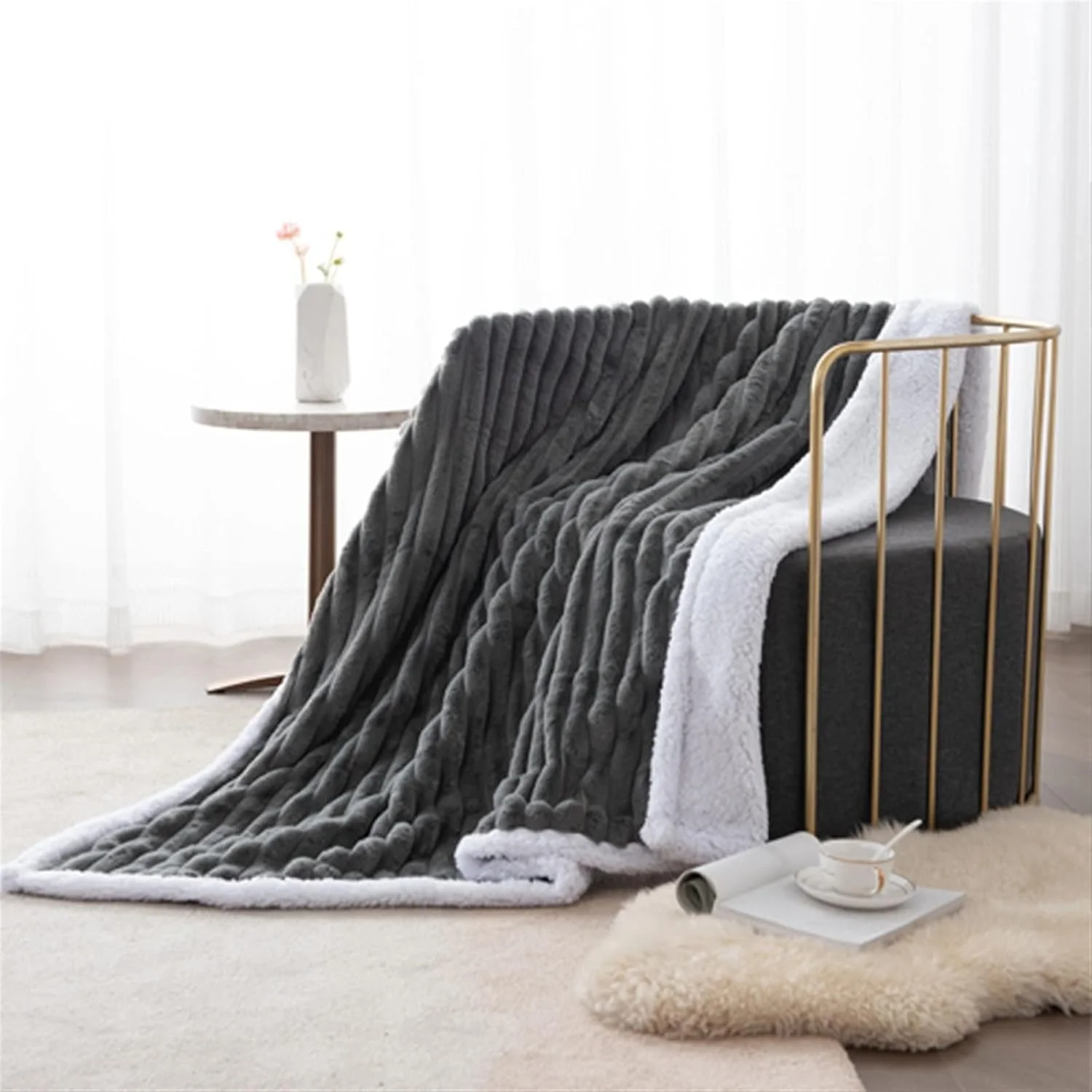 پتوی ضخیم دو لایه WRFTTCRR مناسب منزل، پتوی مبل، تماشای تلویزیون، لحاف، پتو برای چرت زدن در دفتر کار