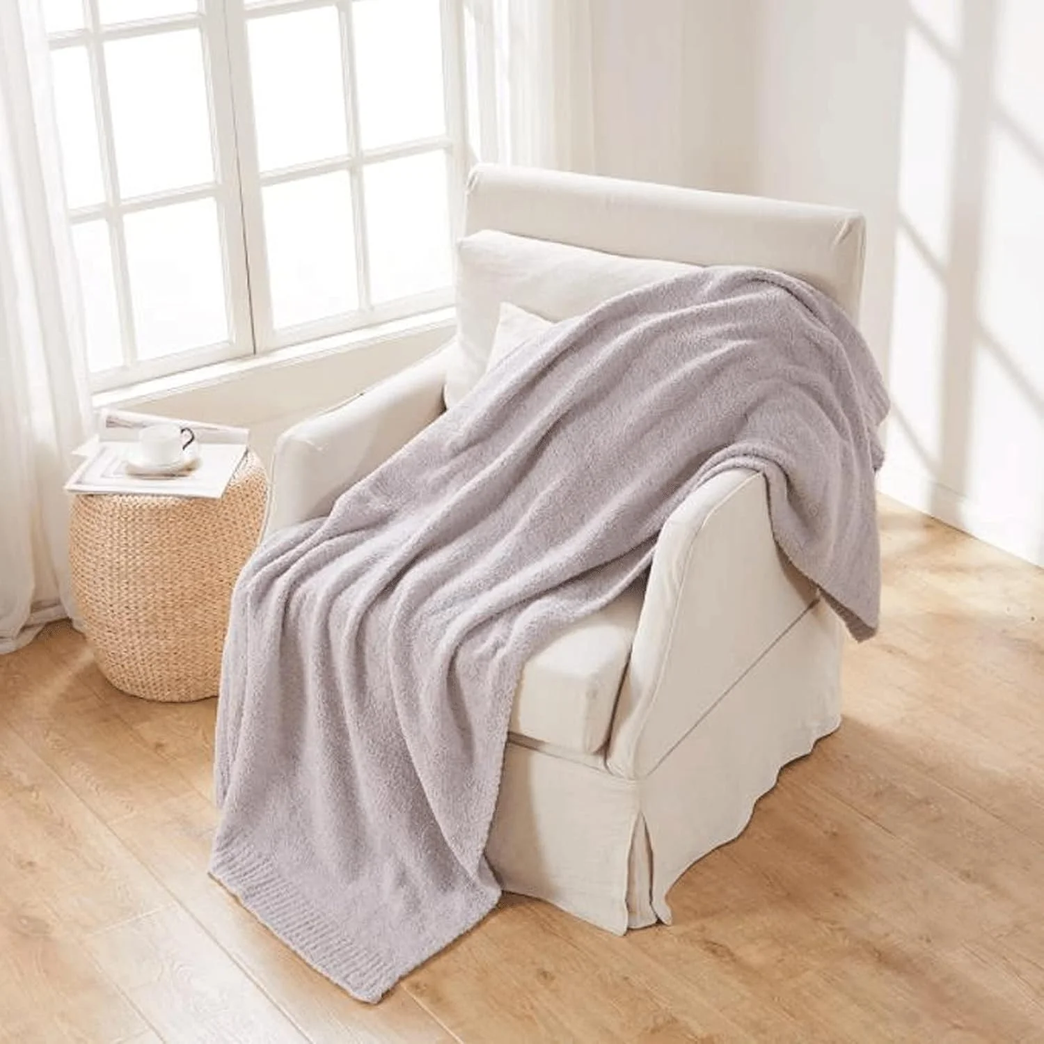 پتوی پشمی فوق العاده نرم و گرم WRFTTCRR، مناسب برای تزئین و پوشش مبل، تخت و تختخواب در زمستان (5)