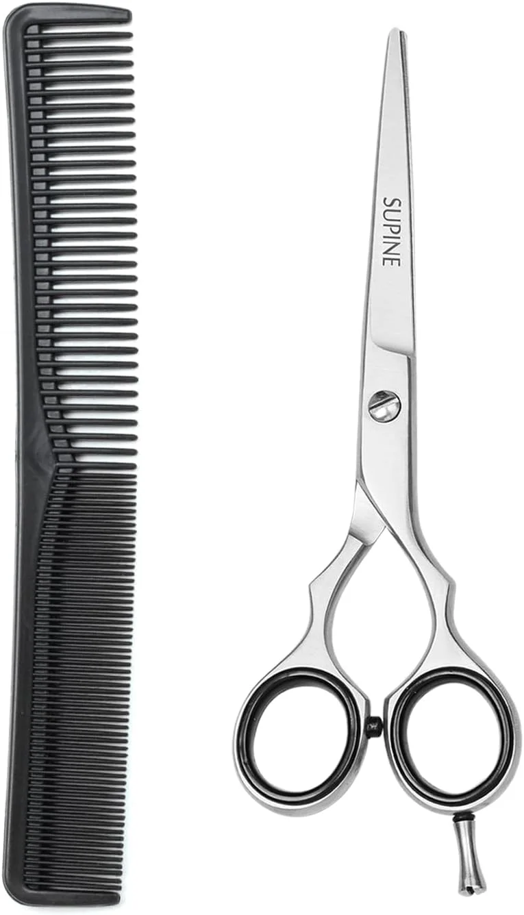 قیچی آرایشگری حرفه ای SUPINE با لبه تیغ تیز برای اصلاح و نازک کردن مو، بدون ایجاد موخوره، روکش کروم، قیچی استیل ضد زنگ مغناطیسی برای سالن