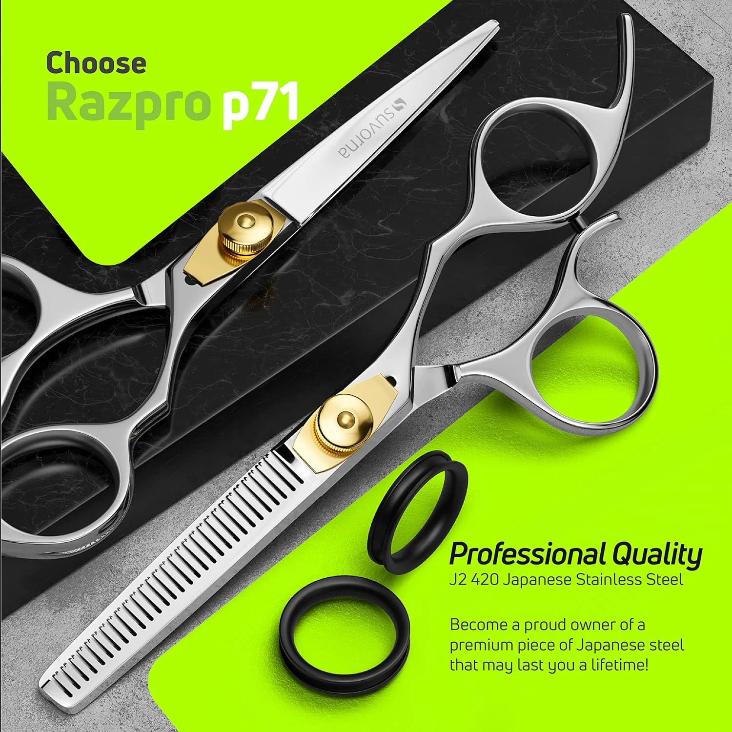 ست قیچی آرایشگری حرفه ای 5.5 اینچی سوورنا مدل Ador، دو عددی P71 ست قیچی آرایشگری حرفه ای 5.5 اینچی سوورنا مدل Ador، دو عددی P71