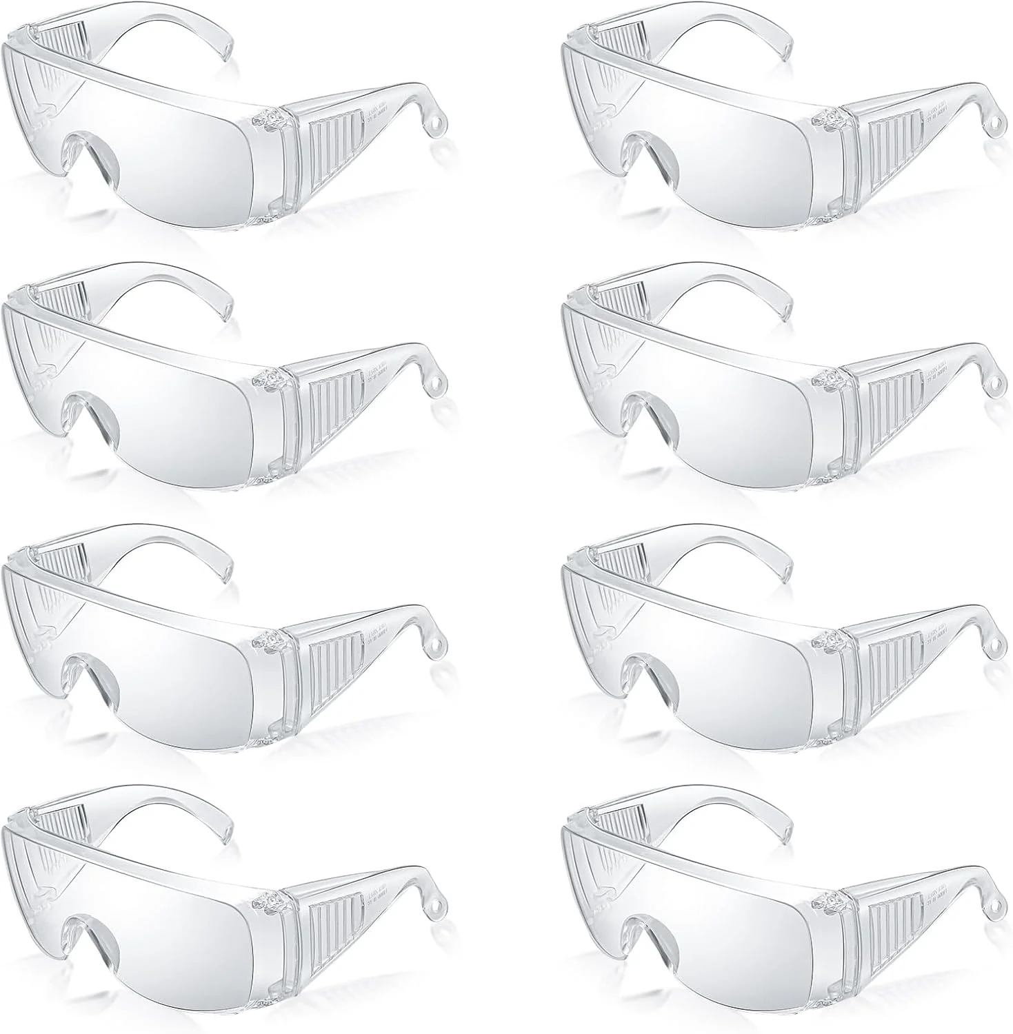 عینک ایمنی YHCG، 8 عدد، عینک محافظ، عینک ایمنی قابل استفاده روی عینک، عینک محافظ، عینک ایمنی ضد مه برای ساخت و ساز آزمایشگاهی فضای باز